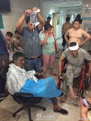 爆発事故による被害者 (ネット写真)
