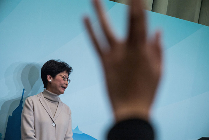 香港の林鄭月娥・前政務長官が、中国当局の駐香港特別行政区聯絡弁公室(中聯弁)の強い支持を受けて、次期行政区長官選挙で勝利した(GettyImages)