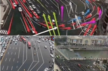 河北省張家口の複雑な進路に運転手も泣かされた。上の写真は市民が書いた図解。(ネット写真)