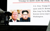 トランプ大統領と金正恩委員長との首脳会談は6月にシンガポールで行われる予定だったが、5月16日深夜、北朝鮮の国営通信は、米韓軍事演習を理由に中止をほのめかした（TOSHIFUMI KITAMURA/AFP/Getty Images）