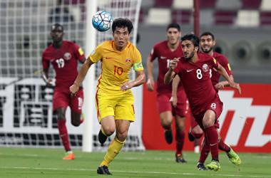 昨年9月5日、18年サッカーW杯ロシア大会アジア最終予選グループAの最終試合で、中国代表は2－1のスコアで相手カタール代表に勝利したものの、W杯出場は実現できなかった。（KARIM JAAFAR/AFP/Getty Images）