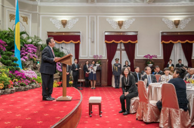 台湾を訪問中のパラオ大統領は、「脅しでは友好関係は築けない」として、中国共産党政府による圧力を非難した。写真は12日の歓迎晩餐会の様子(蔡英文総統SNSより)