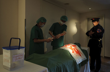 ドイツで行われた、中国臓器収奪問題に関するデモンストレーション（大紀元）