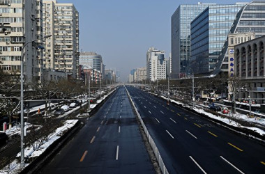 2020年2月7日、中共肺炎の影響で人の姿が消えた北京市内（AFP/Getty Images）