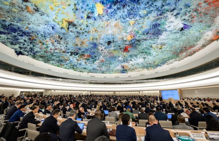2020年2月、ジュネーブで開かれた、国連人権理事会の会場の模様（GettyImages）