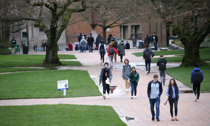 イメージ写真。2020年3月6日、シアトルのワシントン大学で対面授業の最終日を迎えたキャンパスの様子（Karen Ducey/Getty Images）