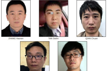 米FBIと司法省が公開した中国のハッカー組織「APT41」メンバーの5人(FBI)