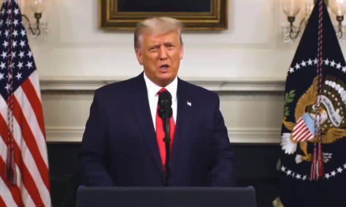 12月2日、事前に収録された演説を行うドナルド・トランプ大統領（White House video screenshot）