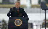 2021年1月6日、ワシントンで行われた「ストップ・ザ・スティール」集会で演説するトランプ大統領（Tasos Katopodis/Getty Images）