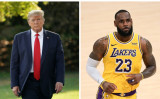 トランプ前大統領（2019年9月16日撮影）とNBAのレブロン・ジェームズ選手（2021年2月6日撮影）（Harry How/NBAE via Getty Images）