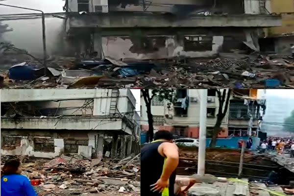 湖北省十堰市で13日朝、ガス爆発が発生し、夕方まで12人死亡、138人負傷した。（スクリーンショット）