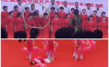 ツイッター上ではこのほど、中国各地で行われた共産党設立100周年祝賀イベントで、出演者が急に倒れた動画が投稿された（スクリーンショット）