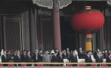 中国・北京の天安門広場で開催された中国共産党結党100年記念式典に、胡錦濤前国家主席と並んで出席する中国の習近平国家主席＝2021年7月1日（Lintao Zhang/Getty Images）