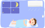 タイマー設定を忘れてエアコンをつけたまま就寝すると、思わぬ病気を招くことがあります。（TKM / PIXTA）   （K.Nakano / PIXTA）