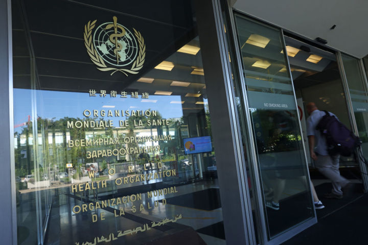 スイスのジュネーブにある世界保健機関(WHO)本部(Photo by Sean Gallup/Getty Images)