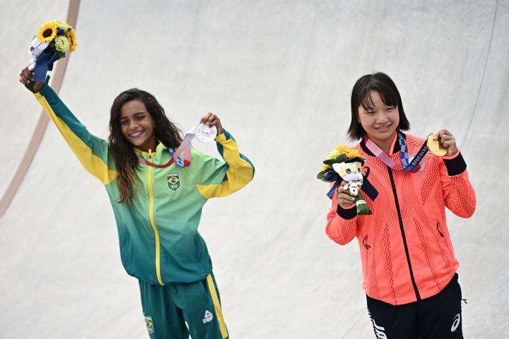 若手選手・西谷椛さん（右）。今年で若干13歳だ（LIONEL BONAVENTURE/AFP via Getty Images）
