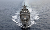 ドイツ海軍のフリゲート艦「バイエルン」（Photo credit should read MICHAEL KAPPELER/AFP via Getty Images）