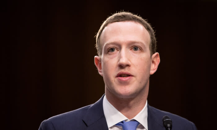 2018年4月10日、ワシントンでのフェイスブックCEOのマーク・ザッカーバーグ氏 （Samira Bouaou/The Epoch Times）