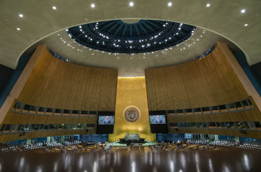 2021年9月25日にニューヨーク市の国連本部で開催された第76回国連総会(Photo by Eduardo Munoz - Pool/Getty Images)