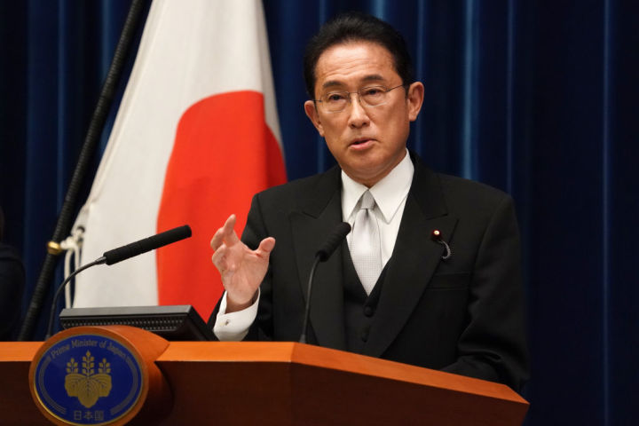 10月4日、記者会見を行う岸田首相（Photo by Toru Hanai - Pool/Getty Images）