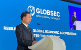 台湾の呉釗燮（ゴ ショウショウ）外交部長は26日、スロバキアのシンクタンク「GLOBSEC」に招かれ、基調演説を行なった（台湾外交部）