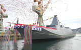 海上自衛隊の新型護衛艦（FFM）「みくま」の進水式（海上自衛隊提供）