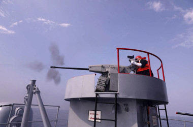 イラン、ロシア、中国は「共通の安全保障」の強化するためインド洋で3日間の合同軍事訓練を開始するとイランの海軍関係者が述べた。写真は1月21日撮影したというイラン軍公開写真（Photo by -/Iranian Army office/AFP via Getty Images）
