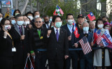 カリフォルニア州ロサンゼルスに到着した台湾の頼清徳副総統。2022年1月25日撮影 （Photo by Robyn Beck / AFP） （Photo by ROBYN BECK/AFP via Getty Images）