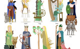 これは、北欧の神と女神のイラストです。（Shutterstock）
