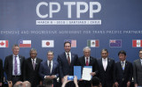 2018年3月8日、米国の離脱を受け、11カ国による環太平洋経済連携協定（CPTPP）の再署名が行われた（CLAUDIO REYES/AFP via Getty Images）