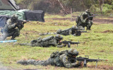 訓練を行う台湾陸軍。2018年1月30日撮影（Photo credit should read MANDY CHENG/AFP via Getty Images）