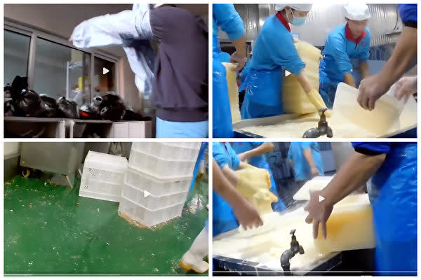 残飯だらけの床、洗剤水に浸けるだけで後洗浄を行わない弁当箱。中国・天津のある学校給食調理工場の劣悪な衛生環境を暴いた動画が波紋を広げている（動画のスクリーンショット）